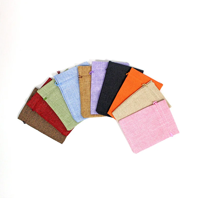 50Pcs/lot 2018 Multi Size Burlap Bag Drawstring Jute Bags With Jewelry Gift Wedding Bags Candy Bag Can Custom Logo Jewelry Packaging