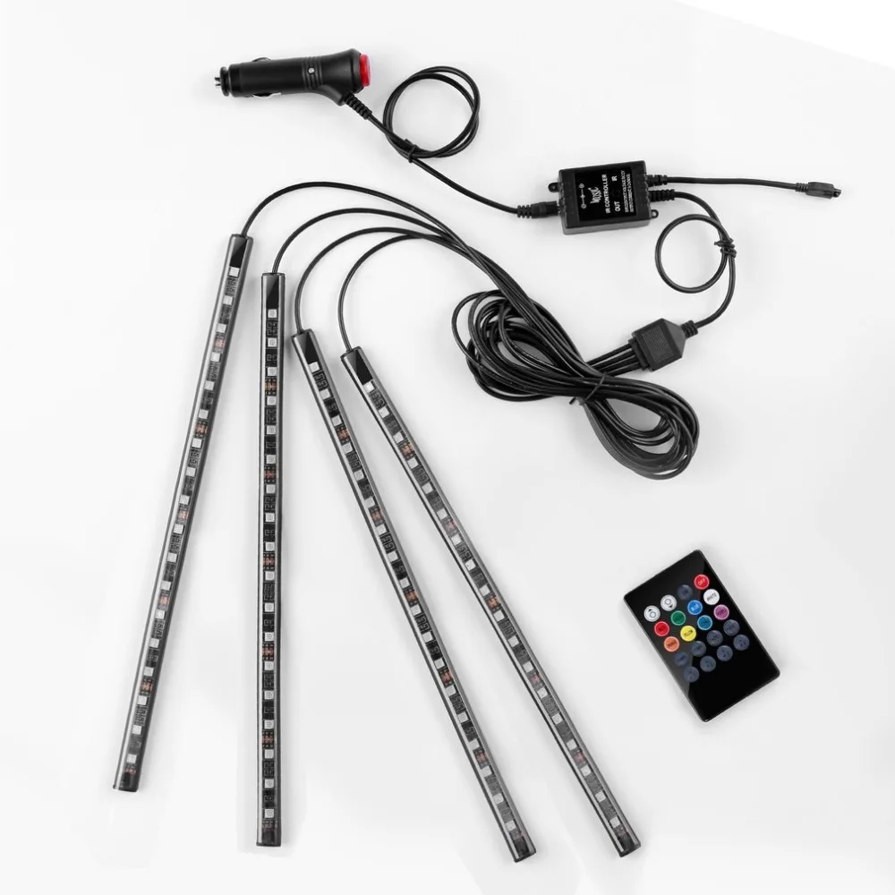 4 in 1 18 SMD Car LED Strip Lights Interior Lights Atmosphere Neon