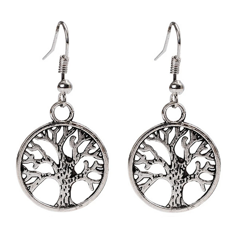 Earrings for Women Fashion Jewelry Round Life Tree Hollow Out Scrub long Earrings Designs Fashion Accessories