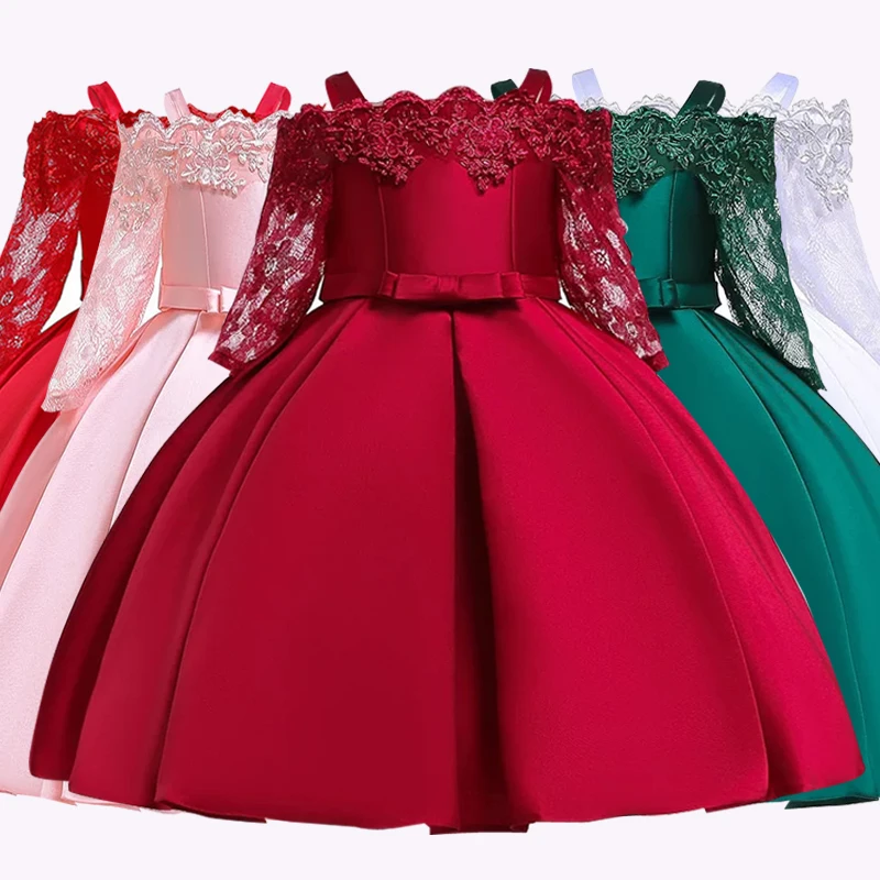 

2019 Christmas Dress Girl Embroidery Elegant Evening Party Princess Dress Kids Dresses For Girls Wedding Gown Children Clothing