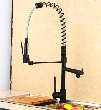 

Modern Creative Swivel Pull Out Spring Kitchen Sinks Faucet ,Brass Material Hot and Cold Wash Basin Mixer Tap Black torneira