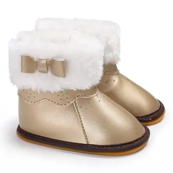 

Winter Warm PU Leather Baby Girl Snow Boots shoes Fashion Toddler Infant First Walkers Soft Rubber Soled Snowfield Shoes 2017
