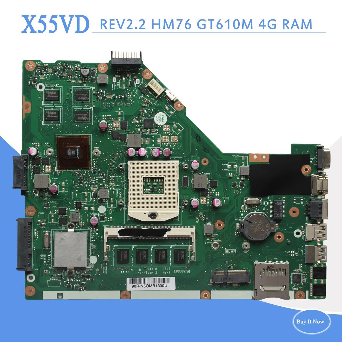 

X55VD REV2.2 Mainboard for ASUS X55VD laptop motherboard REV2.2 DDR3 HM76 GT610M 4GB RAM USB3.0 Mainboard fully tested