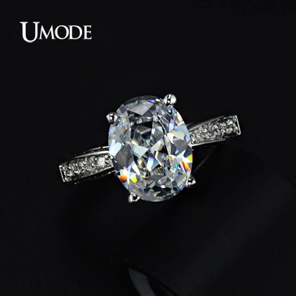 UMODE Big Oval-cut 5ct Egg Shaped Cubic Zirconia Cubic Zirconia Finger Ring UR0004