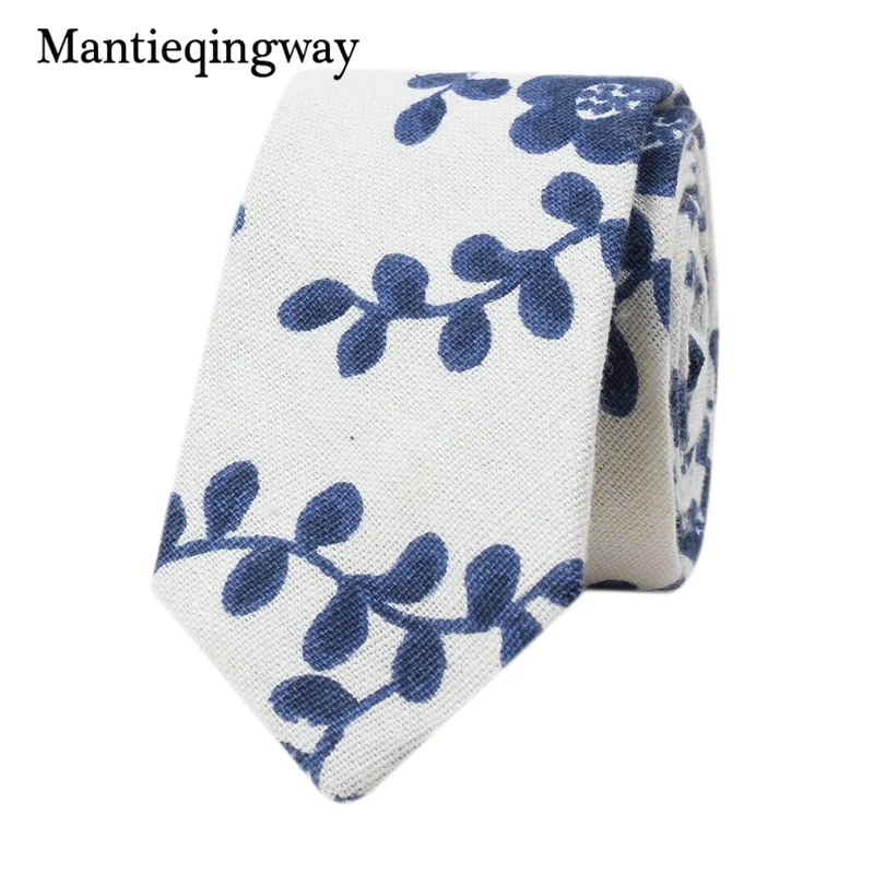 Mantieqingway 6 см бренд цветочный шейный платок для мужчин хлопок + лен печати галстук Gravats Corbatas повседневное средства ухода за кожей шеи галстуки