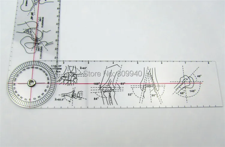 Спинного Гониометр Дистальный radioulnar совместная линейка Медицинский правителя угол транспортиром кости размеры ноги, 5 шт./лот