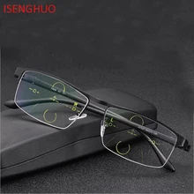 ISENGHUO, высококачественные деловые мужские солнцезащитные фотохромные прогрессивные очки для чтения с несколькими фокусами, очки для пресбиопии, диопер 1,0-4