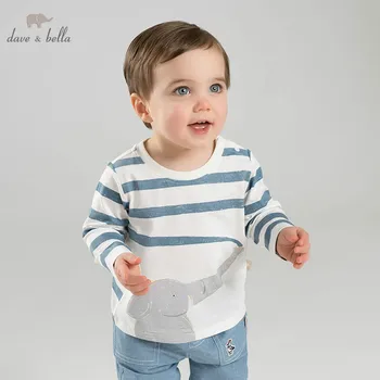 

DBW10321 dave bella spring baby boys T-shirt children long sleeve print tops boys high quality pullover kids fashion tees