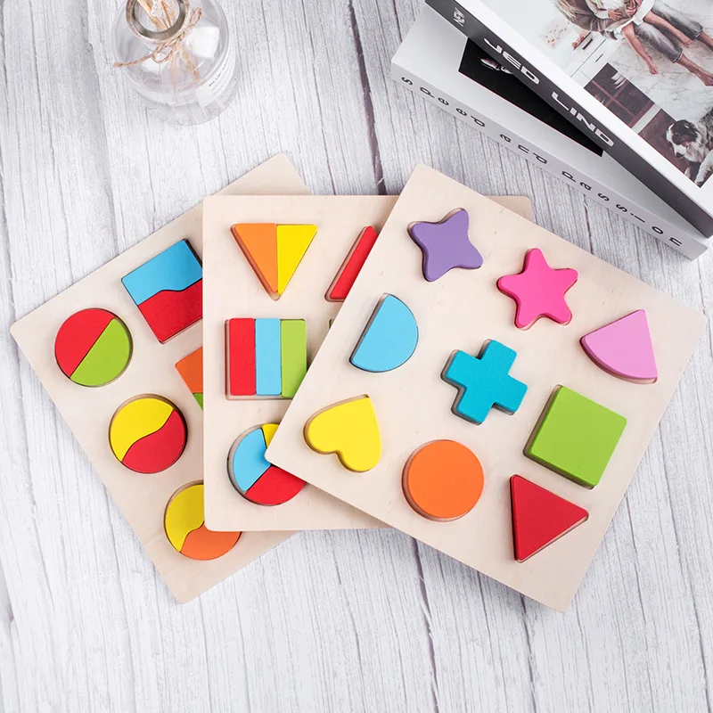 

Puzzle Geometric Shape Puzzl Equally Divided Three-dimensional Puzzle Development Baby Early Education Children's Wooden Toys