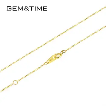 

Gem&Time Genuine 14K Gold Link Chain Necklace for Women 14K Gold 585 Charm Chain Clavicle Fine Jewelry Female Accessories N14139