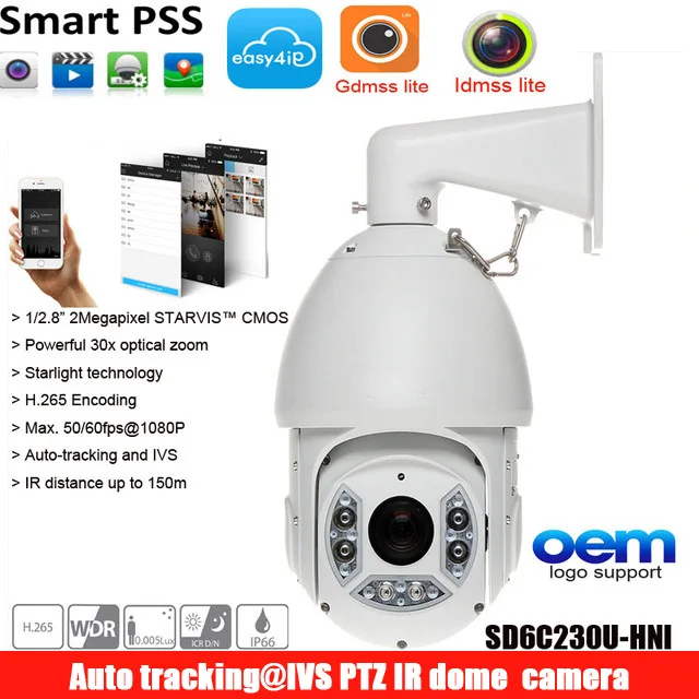 

Original Auto-tracking IVS Network Speed Dome Camera DH-SD6C230U-HNI 2MP 30x Starlight IR PTZ Network Camera SD6C230U-HNI