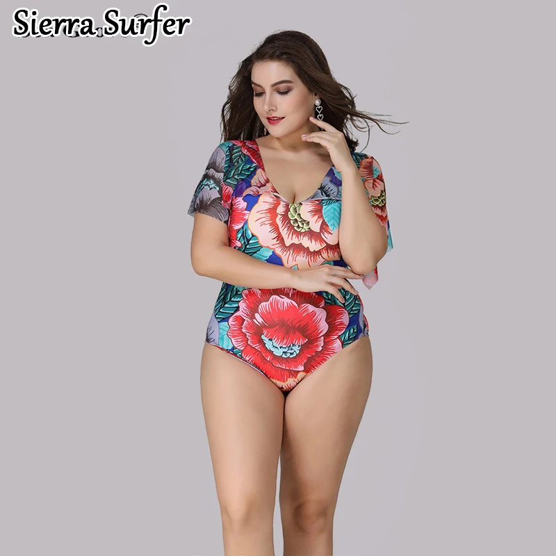 

Plus Size Swimwear Large Size Large Women Swimsuit Bikini Set Push Up 2018 Vintage High Waisted Swimwear Fat Woman Flowers 2018