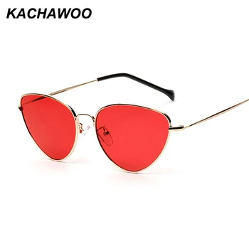 

Kachawoo wholesale 6pcs fashion cat eye sunglasses women pink yellow metal frame red sun glasses for women gift summer 2018
