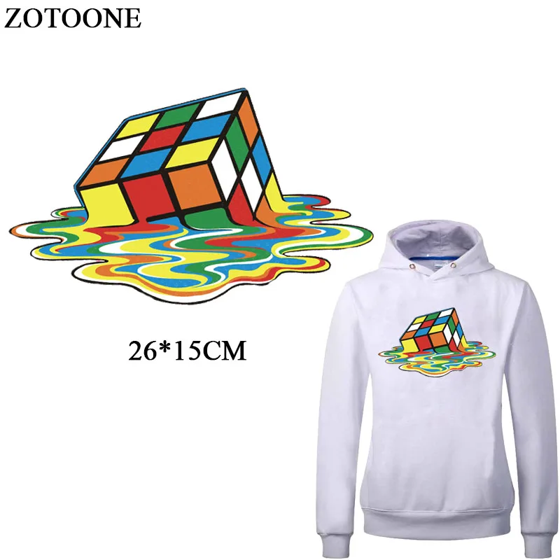 

ZOTOONE Fashion Power Cube Iron On Patch Dress Sweatshirt Heat Press Appliqued A-level Washable Stickers Thermal Transfers DIY E