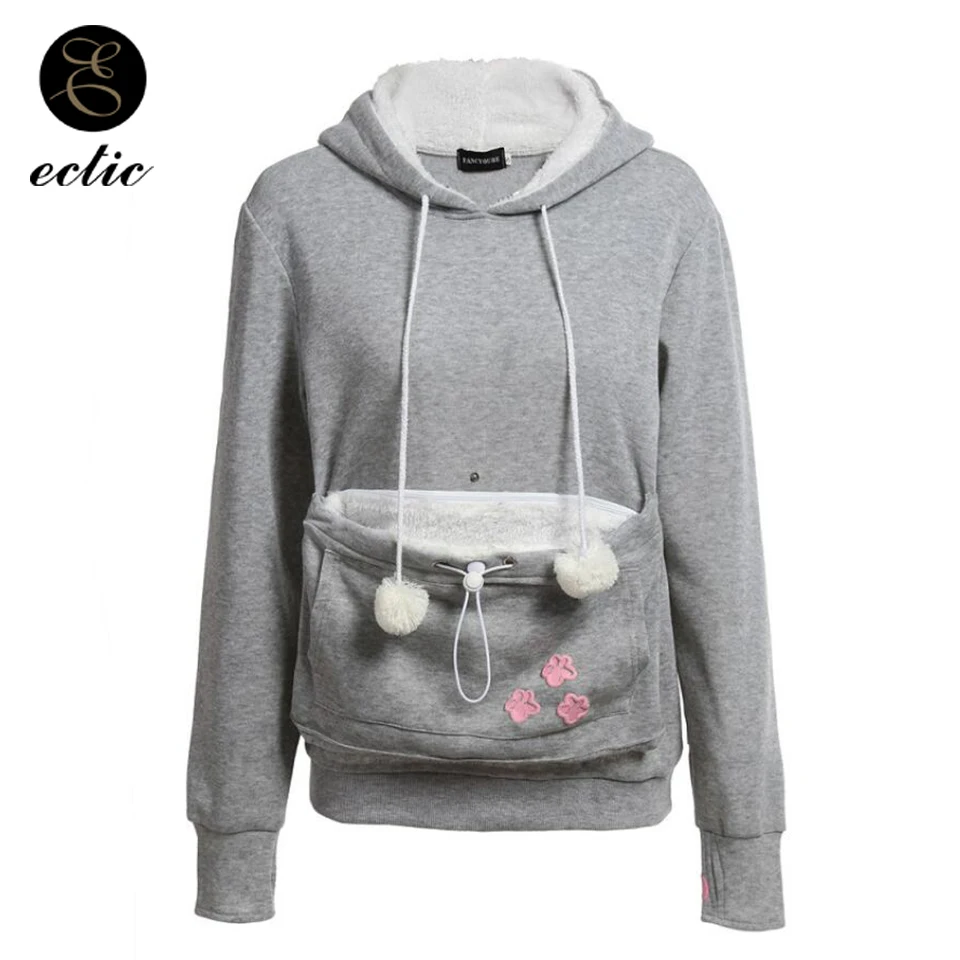 Pet Pouch Hoodie Pink Paw Poleron Mujer 2021 Kangaroo Pouch Sweatshirt