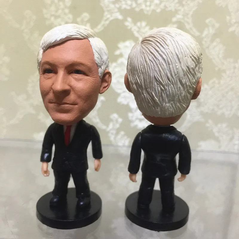 

Soccerwe 6.5 cm Height Resin Football United Coach Doll Sir Ferguson Black Suit Figurine for Collections Articles Brithday Gift