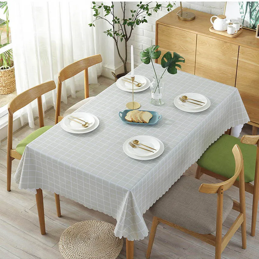 

Oilproof Tablecloths Plaid Table Cloth Cover Green PVC Waterproof Tablecloth Background Cloth Home Decor Manteles Toalha De Mesa