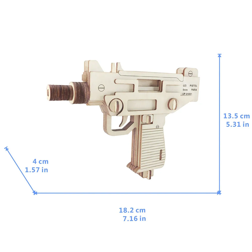 18 см UZI деревянный Собранный игрушечный пистолет 3D головоломка Сделай Сам ручной работы игрушки для строительства зданий развивающие игрушки