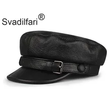 Svadilfari Мужская армейская шляпа кожаные военные кепки мужские повседневные Черные капитанские шляпы Ретро весенние регулируемые роскошные классические гладкая Кепка