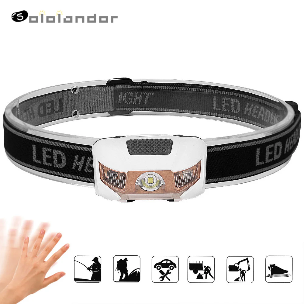 

SOLOLANDOR 2019 Newest IR Sensor Headlight Mini Induction LED Headlamp XBD LED Head Light Lamp Lantern AAA Waterproof Outdoor