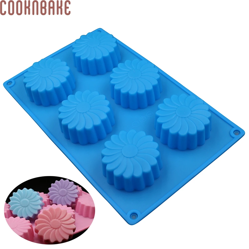 

COOKNBAKE DIY Silicone Mold for Handmade Soap, Cake, Jelly, Pudding 6 Cavity Windmill Flower SSCM-001-24