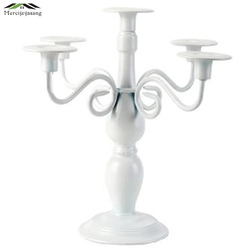Silver Metal Candlesticks Candle Holder 5 Arm Wedding Party Ornament UK Store