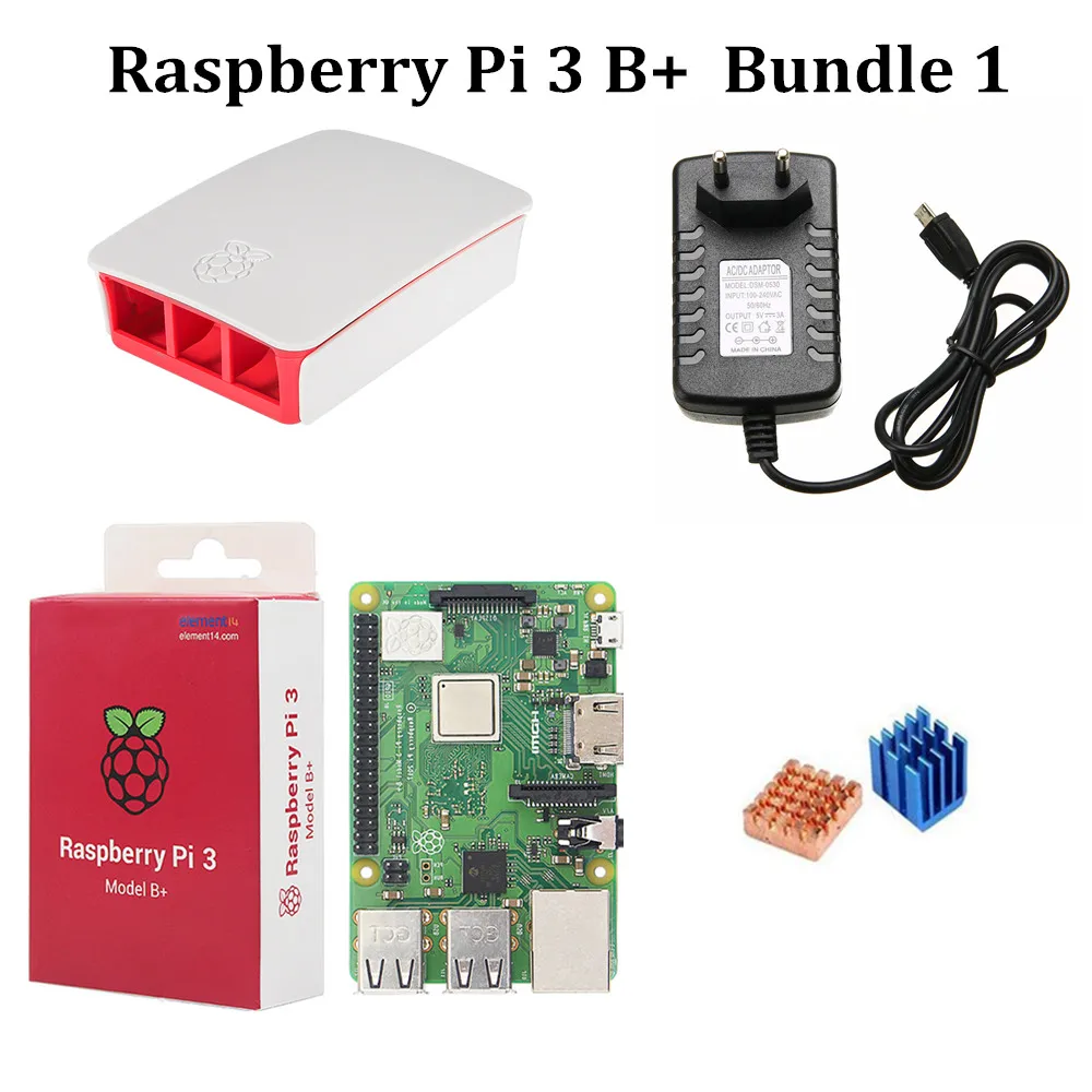 

Starter Kit Raspberry Pi 3 Model B+ With Offical Case 3.5" LCD Touch Screen Power Supply 5V 3A Heatsink for RPi 3 Model B Plus