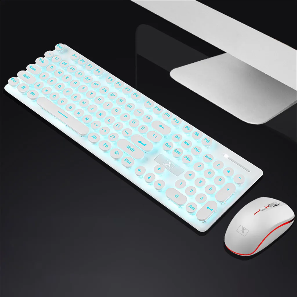 

Keyboard And Mouse 2.4G Wireless Charging Set Rainbow LED Human Body Optical Key Cap Game Games Gaming mechanical keyboards USB