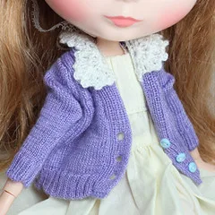Свитер кардиган с белым воротником для Blyth Azone Dal momoko Pullip Jerryberry кукольная одежда аксессуары для кукол - Цвет: light purple