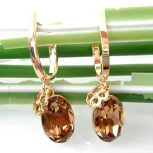 Navachi Овальный синтез коричневый кубический циркон кристалл желтый GP Серьги Кольца SMT2628