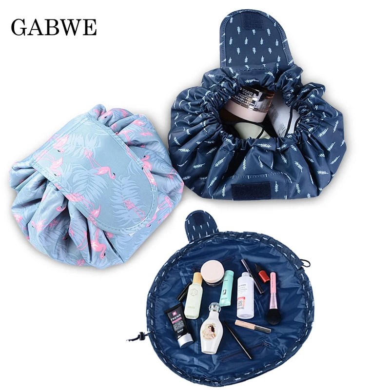 GABWE النساء السفر فلامنغو ماكياج الرباط منظم حقيبة مستحضرات التجميل يشكلون حقيبة كيس التخزين أدوات الزينة طقم أدوات تجميل مربع غسل حقيبة