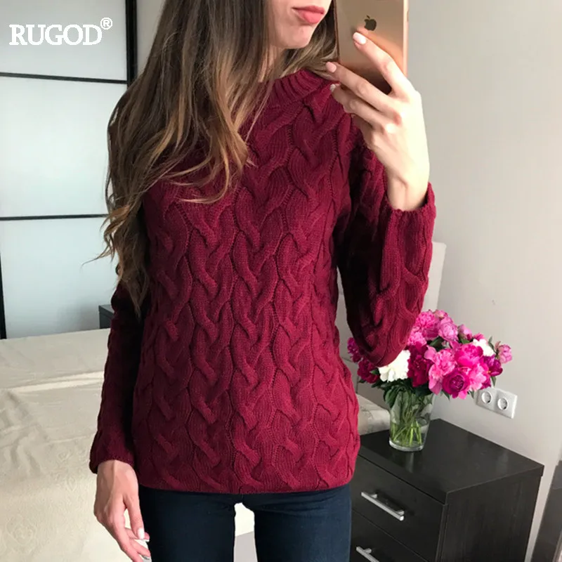 

RUGOD 2019 Muti Color twist Sweater Women Autumn Winter Long Sleeve O-neck Pullover Sweater Female Casual Knitwear Jumper lady