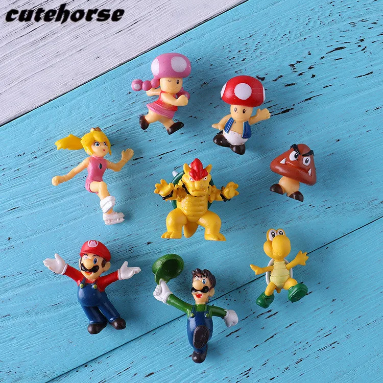 

Creative cartoon super Mario decoration fridge magnet stickers 8 pieces / set 3D fridge magnet stickers