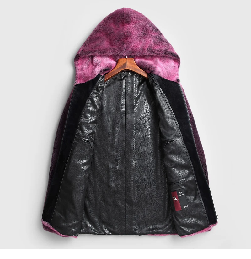 Fang Tai Fur 2019 Мужская импортная бархатная норковая шуба светлый цвет с Капор из норки пальто мужские короткие Умные повседневные настоящие