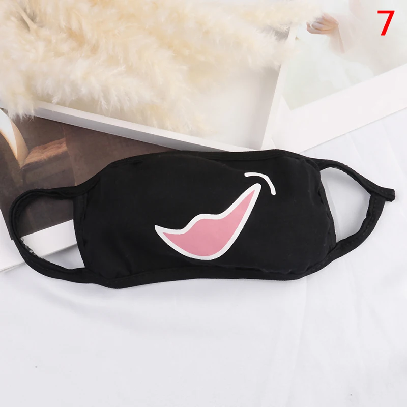 1PCS Anime Cotton Dustproof Mouth Face Mask Unisex Korean Kpop Black Bear Cycling Anti-Dust Cotton Facial Protective Cover Masks - Цвет: N7