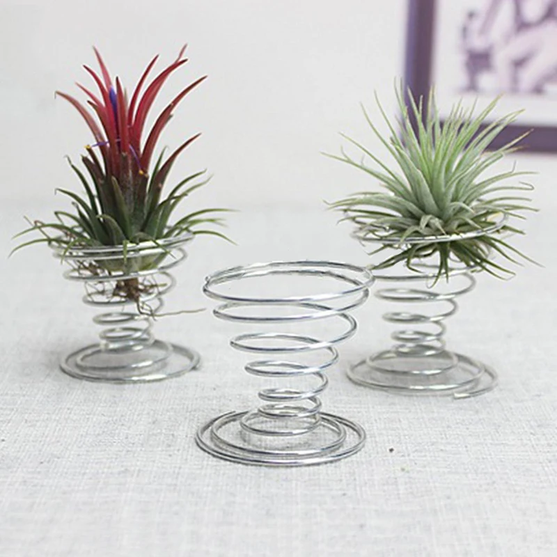 10pcs/lot Stainless Steel Air Plant Stand Container Tillandsia Holder Tabletop Plant Display Rack Vase Pot