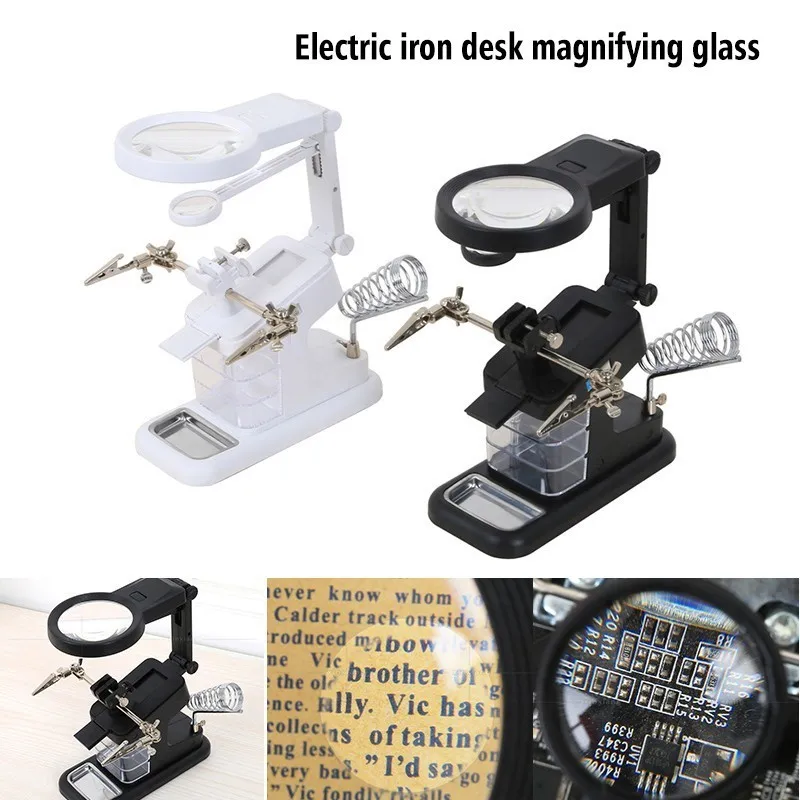 10 LED Electric Magnifier Multi Function Machine Soldering Iron Holder