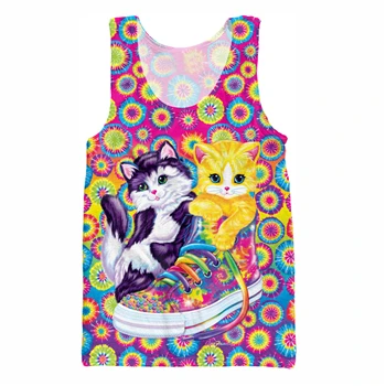 YX GIRL 2018 summer new style Cool vest Fashion Mens 3d Vest Cute animal Lisa Frank Print Unisex Casual Tank tops color as the picture