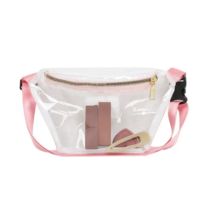 Женская прозрачная поясная сумка, ПВХ, Фанни, набедренная сумка для девушек, чехол для телефона, нагрудный кошелек, горячая сумка - Цвет: Розовый