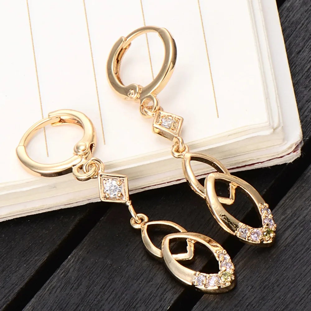 Fashion Double Loop Drop Earrings For Women Long Wave Dangle High Quality Statement Wedding Crystal Jewelry Wholes | Украшения и