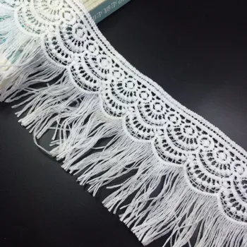 

15Yards 8.8cm Milk Silk White Lamp Dangling Fringe Lace Trims For Sewing Craft Curtain Tassel Lace Embroidered Lace Ribbon