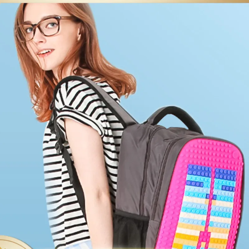 

Building blocks spell map shoulder bag female new Korean version of the college wind student wild laptop bag multi-function bag