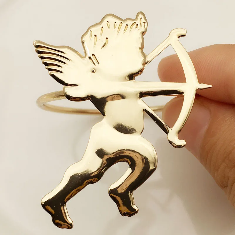 

12PCS metal napkin circle cupid napkin ring wedding jewelry home hotel party supplies