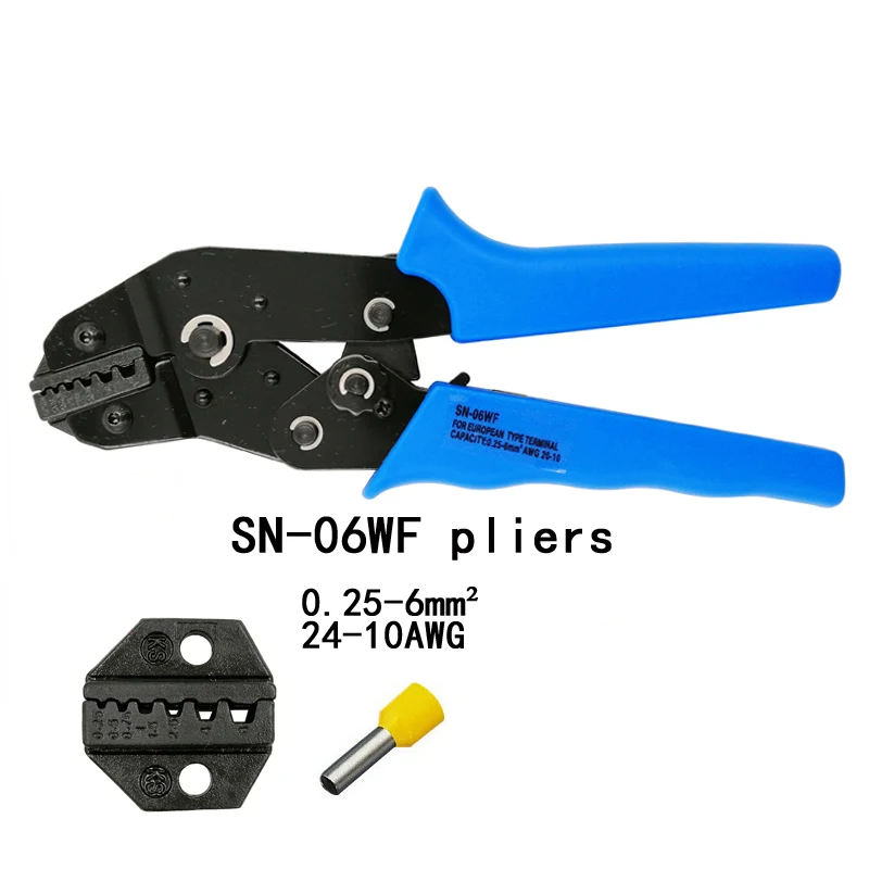 

SN-06WF crimping pliers european style terminal clamp self-adjusting capacity 0.25-6mm2 24-10AWG hand tools