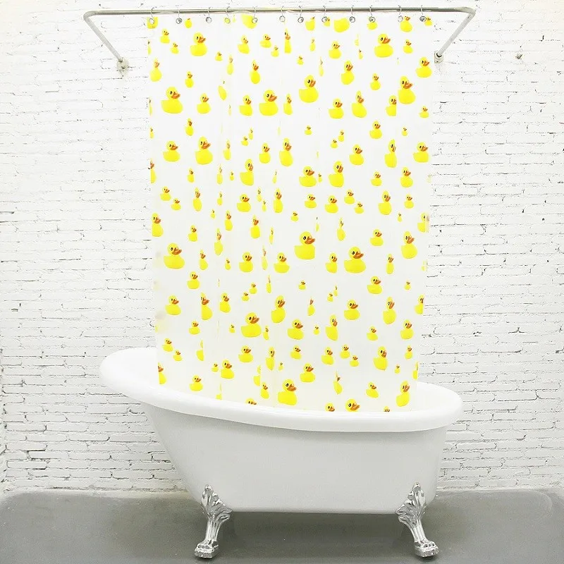 YL28 мультфильм PEVA ванная комната занавеска для душа s желтая утка водонепроницаемый ткань плесени для ванной шторы с 12 крючками для детей