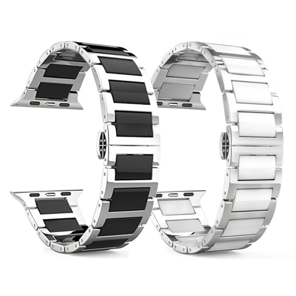 

New Design Ceramic Watch Band Bracelet for Apple Watch Strap Series 4 3 2 1 Stainless Steel Metal Wrist Belt 38/42/40/44mm