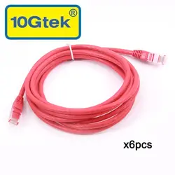 10gtek 6 шт CAT6 патч-корд UTP, 3 метра (10 футов) RJ45 сетевой кабель, красный, 24AWG для Gigabit Ethernet Switch Router