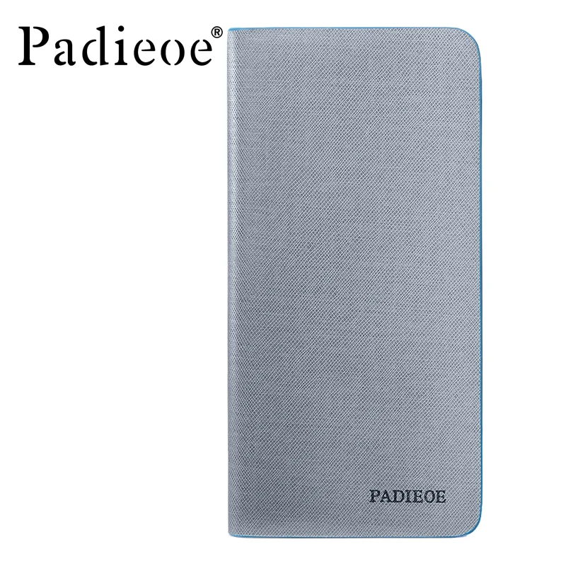 

2018 Fashion Grey Color Men's Wallet Luxury Split Cowhide Leather Standard Slim Long Wallet High Quality ID Card Holder Purse