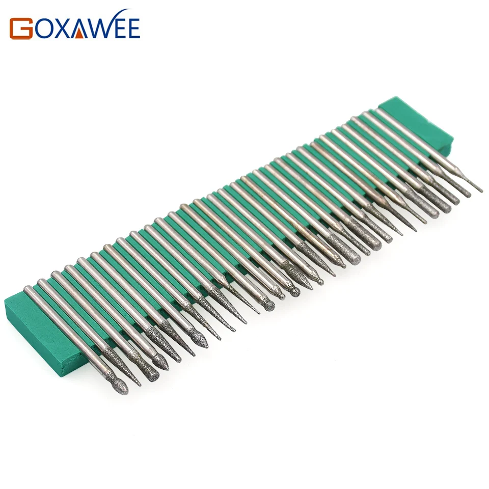 GOXAWEE Power Tools Accessories Rotary tools Diamond Burs Grinding Wheel 2.353mm shank of 30pcs for Dremel Tools Accessories2
