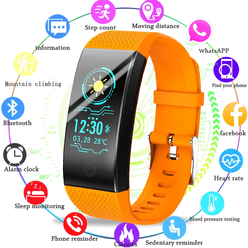 

BANGWEI Smart Watch Pedometer Sport Watch Waterproof Heart Rate Color Band Top Brand Luxury Fitness wristwatch For IOS Android